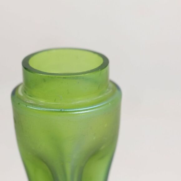 Antique Loetz Austrian Green Art  Glass Unique Deco 20s Vase 6.6 Inch - Picture 7 of 12